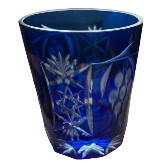 SINGLE Cased Cut to Clear Cobalt Royal Blue Highball Tumbler - Picture 2 of 7